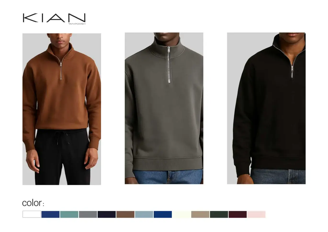   half-zip sweatshirt colors