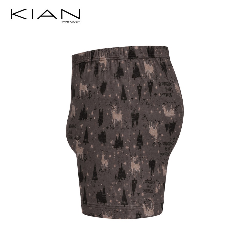 شورت پادار کلاسیک طرح گوزن رنگ خاکستری نیم رخ
