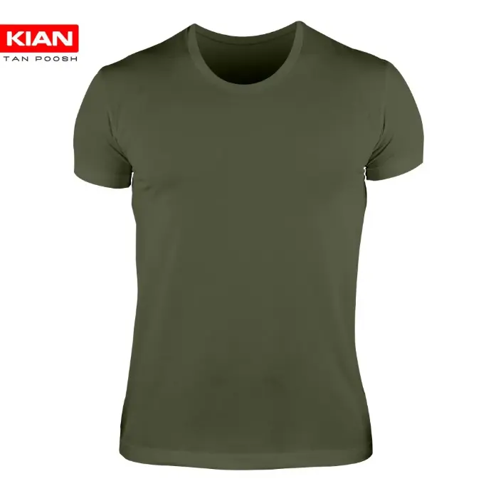 زیرپوش نیم آستین رنگ سبز زیتونی تیره