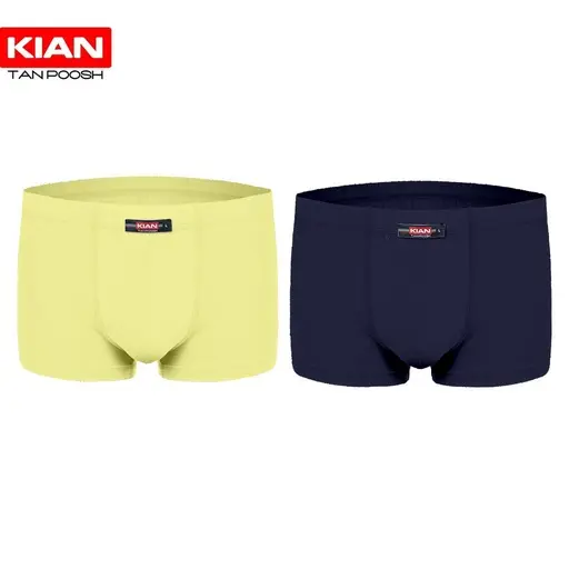 شورت نیم پا پنبه لاکرا رنگ آبی نفتی-لیمویی