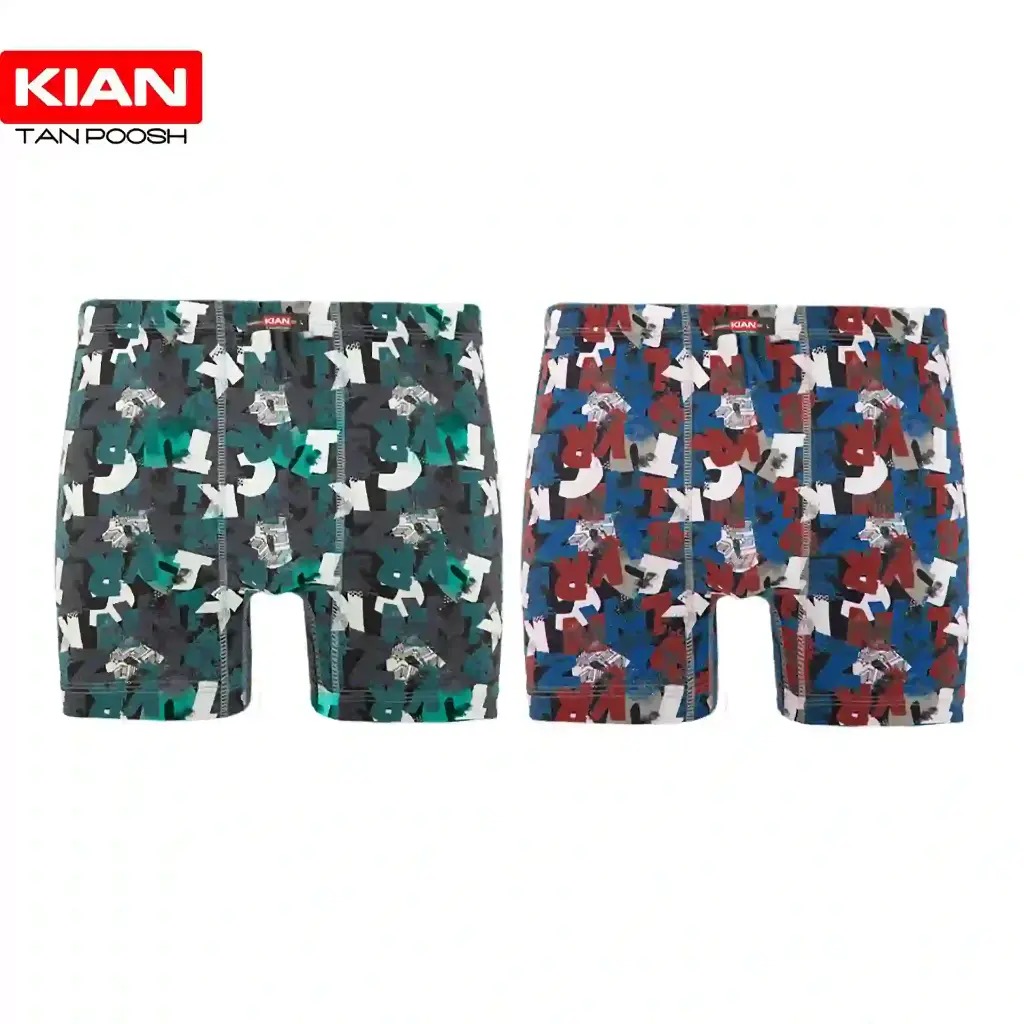 شورت پادار کلاسیک طرح‌ Typoshift در رنگ‌های قرمزآبی-سبزطوسی