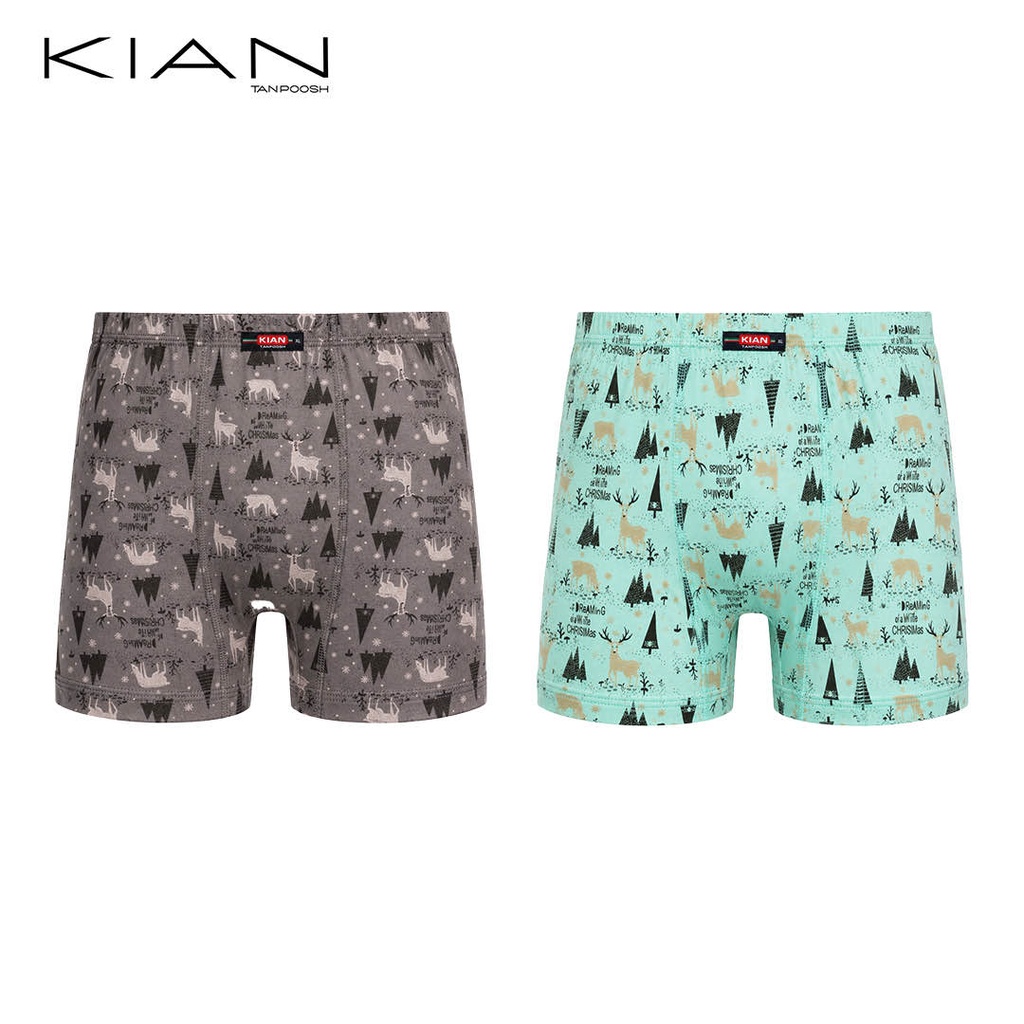 شورت پادار کلاسیک طرح گوزن رنگ‌های طوسی و بنتون